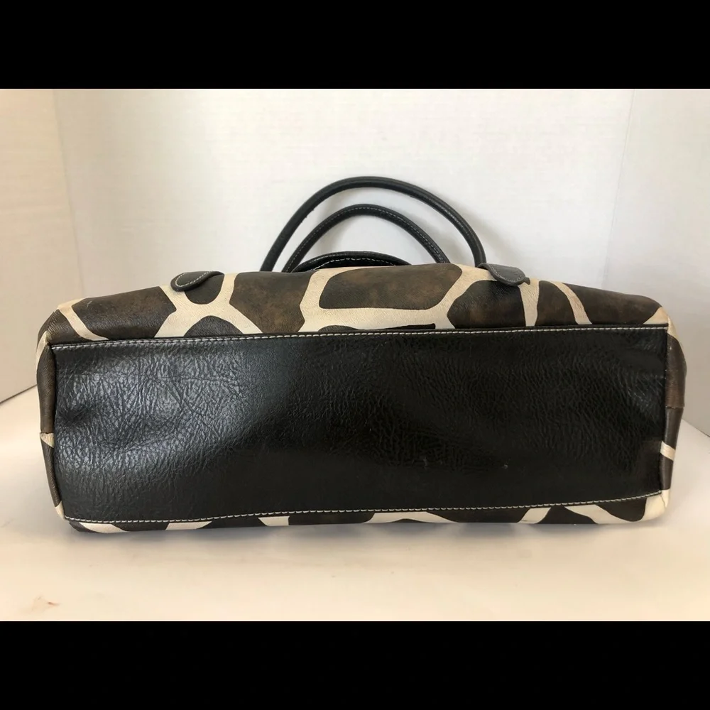 Giraffe print faux leather satchel